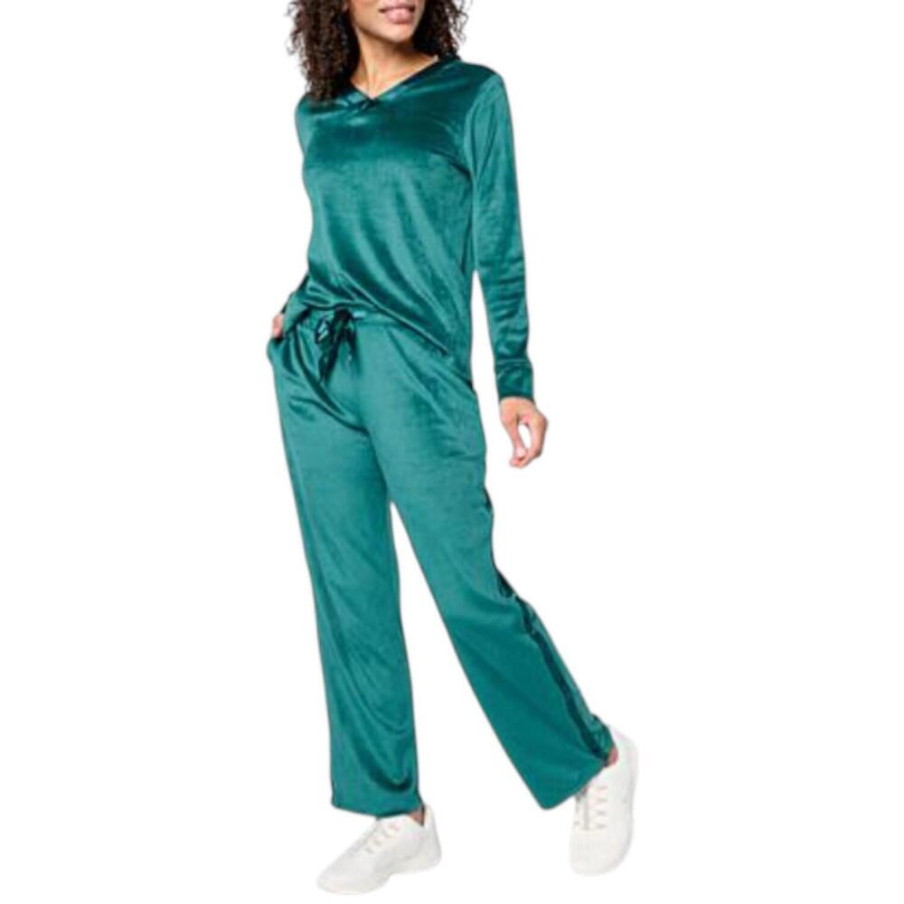 Comfort Code Women's 2 Piece Silky Velvet Satin Sleep Set Pine - Regular